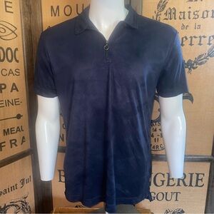 Zara Men's Deep Navy Zip Polo, L